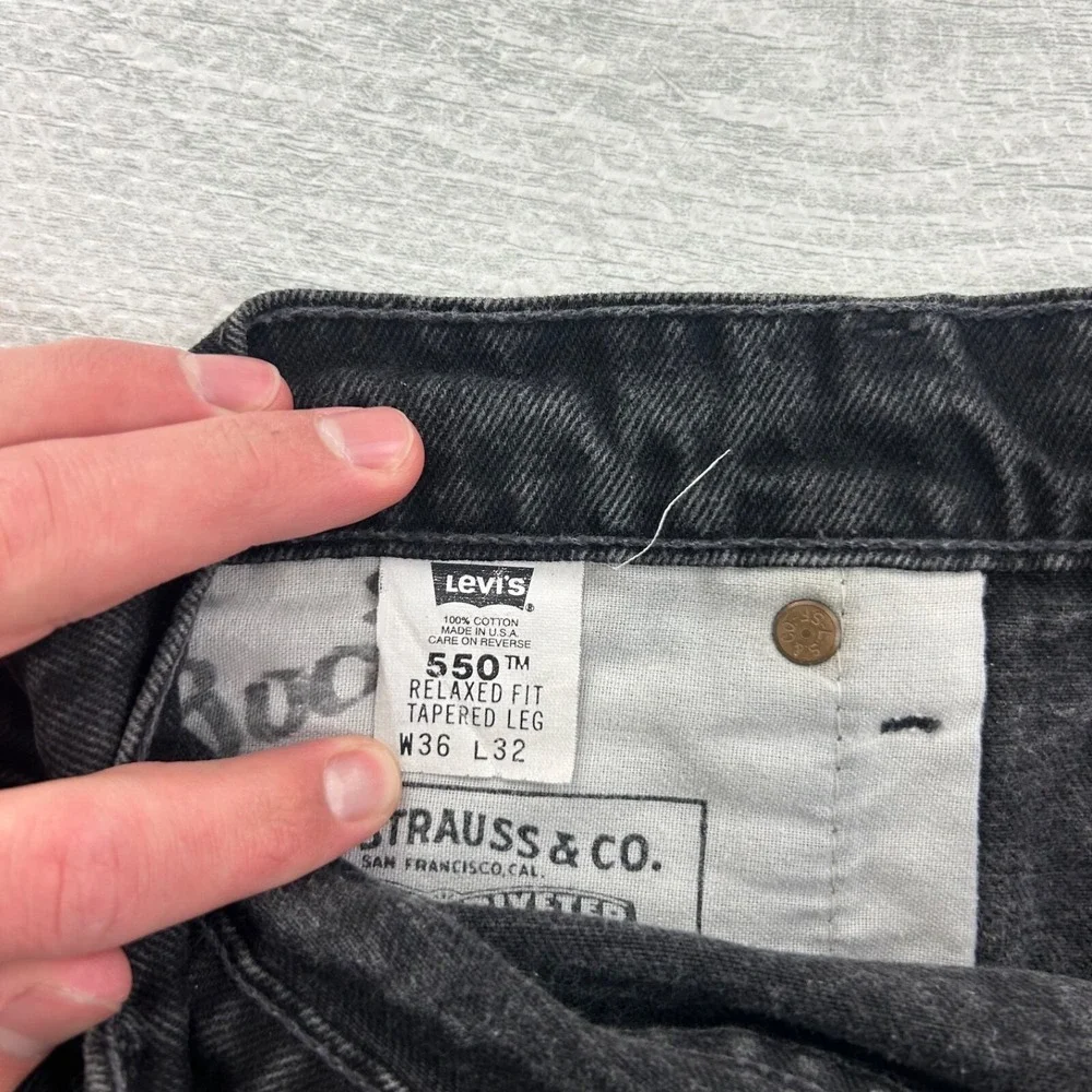 Vintage 90s Levis 550 Jeans Size 36x32 Black Relaxed‎ Fit Tapered Leg Pants